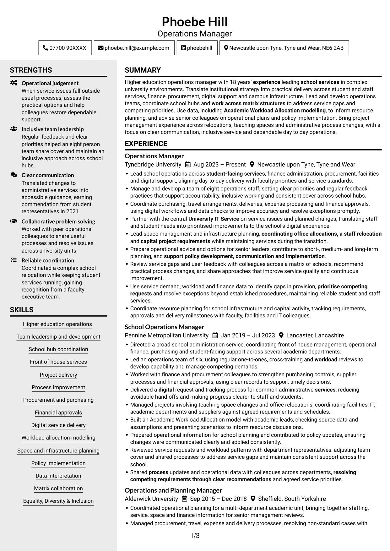 CV example — page 1