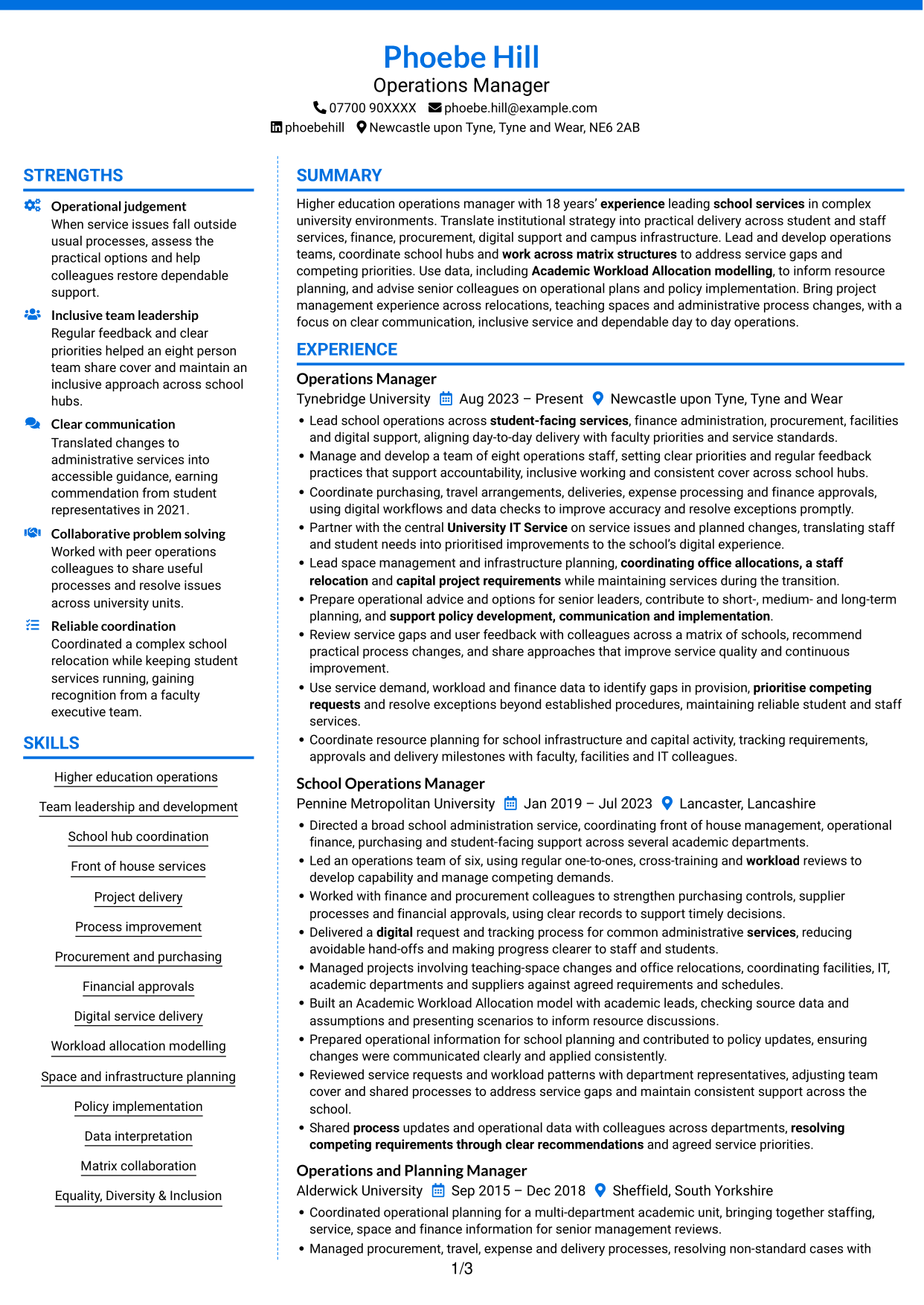 CV example — page 1