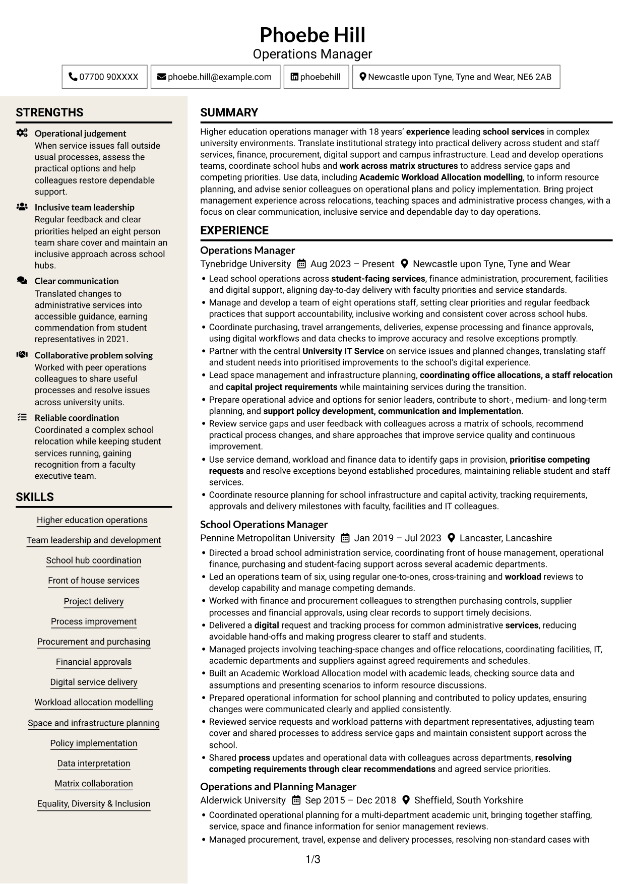 CV example — page 1