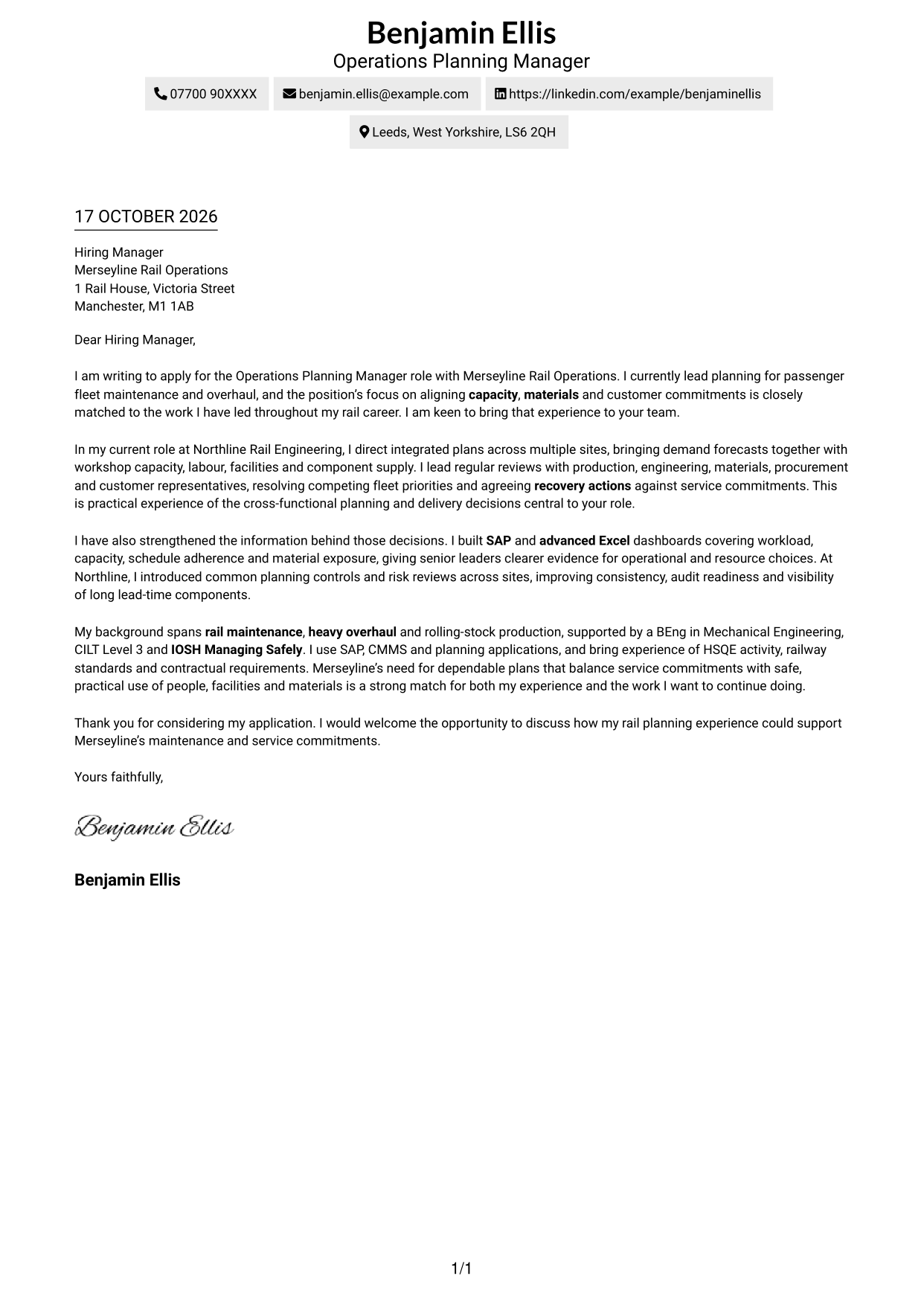 Cover letter example — page 1
