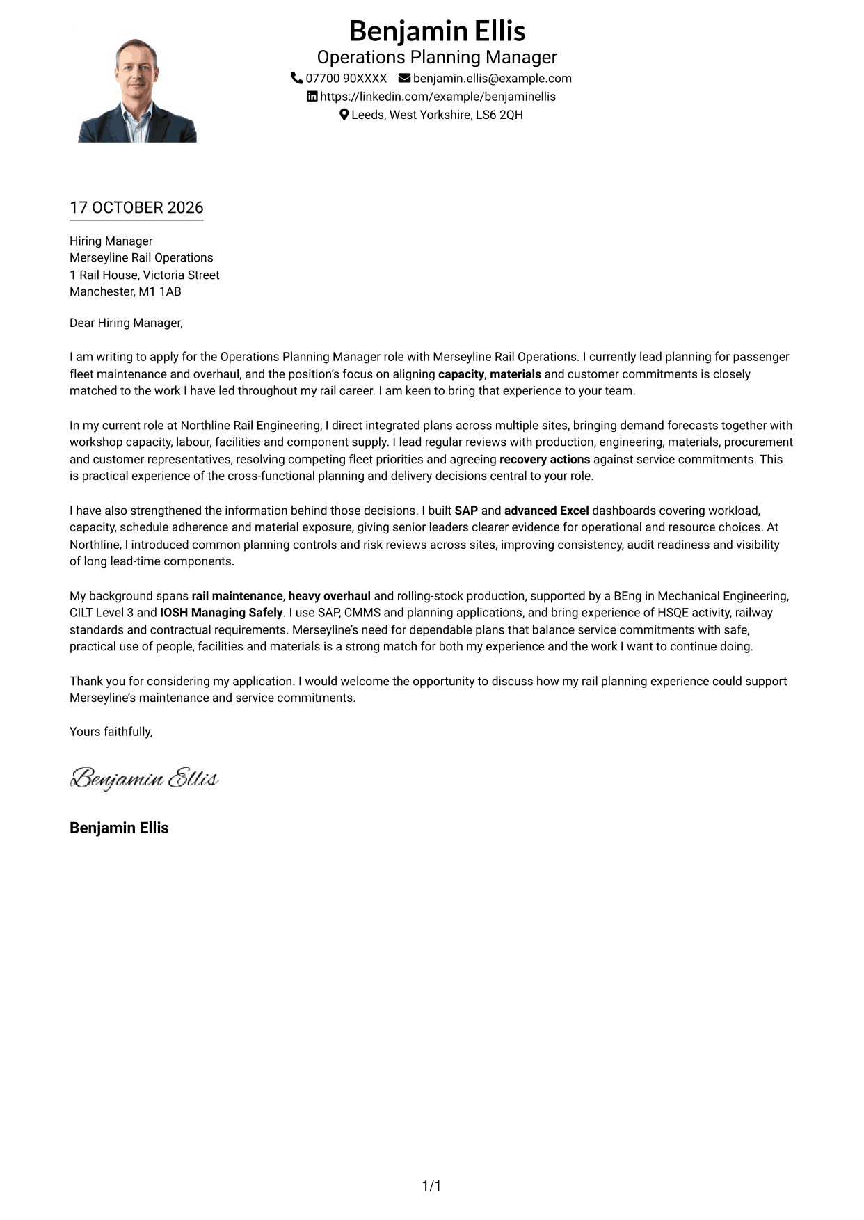 Cover letter example — page 1