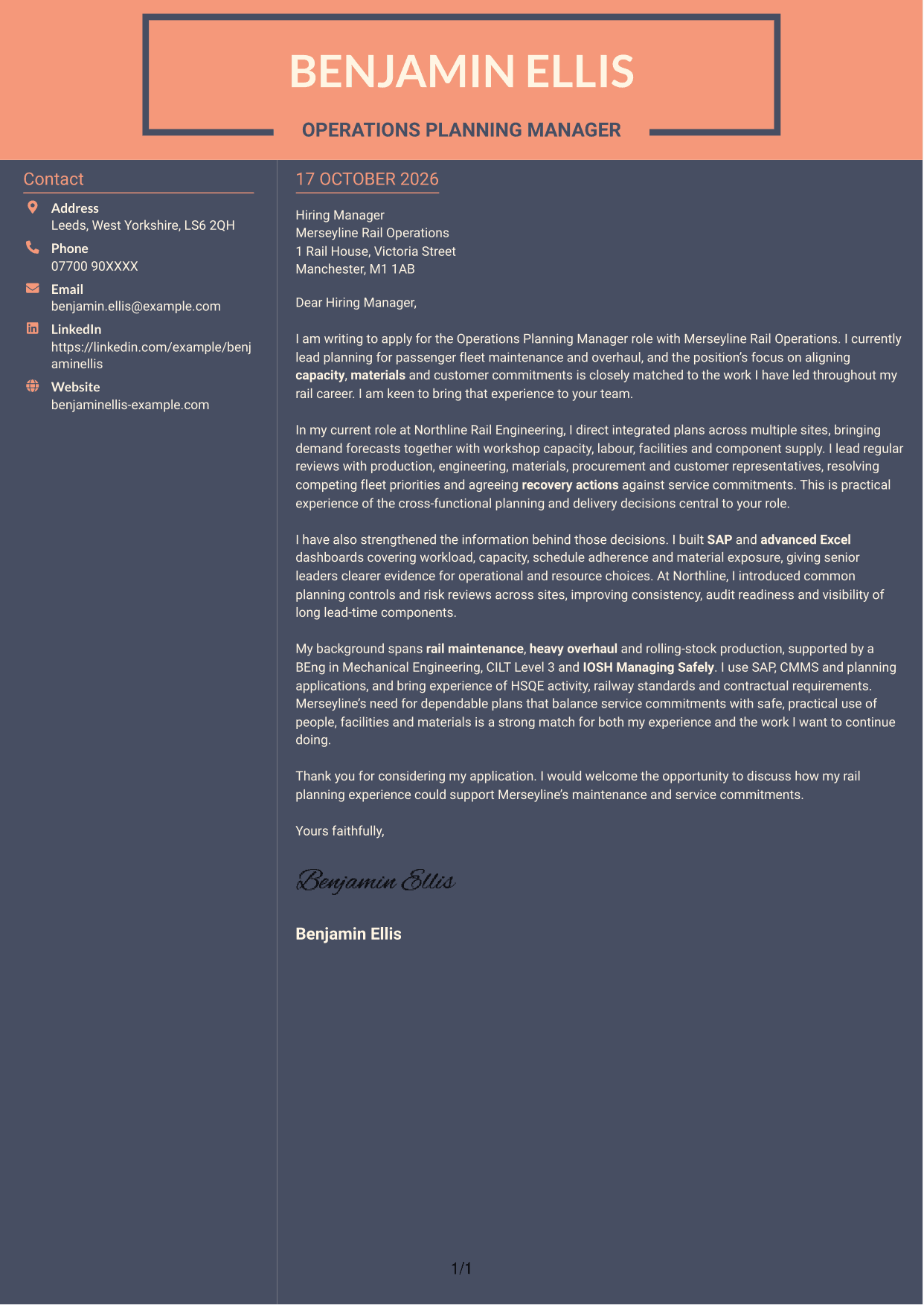 Cover letter example — page 1