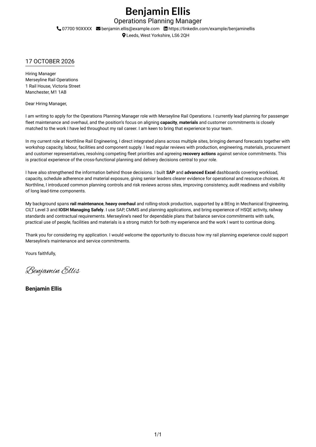 Cover letter example — page 1