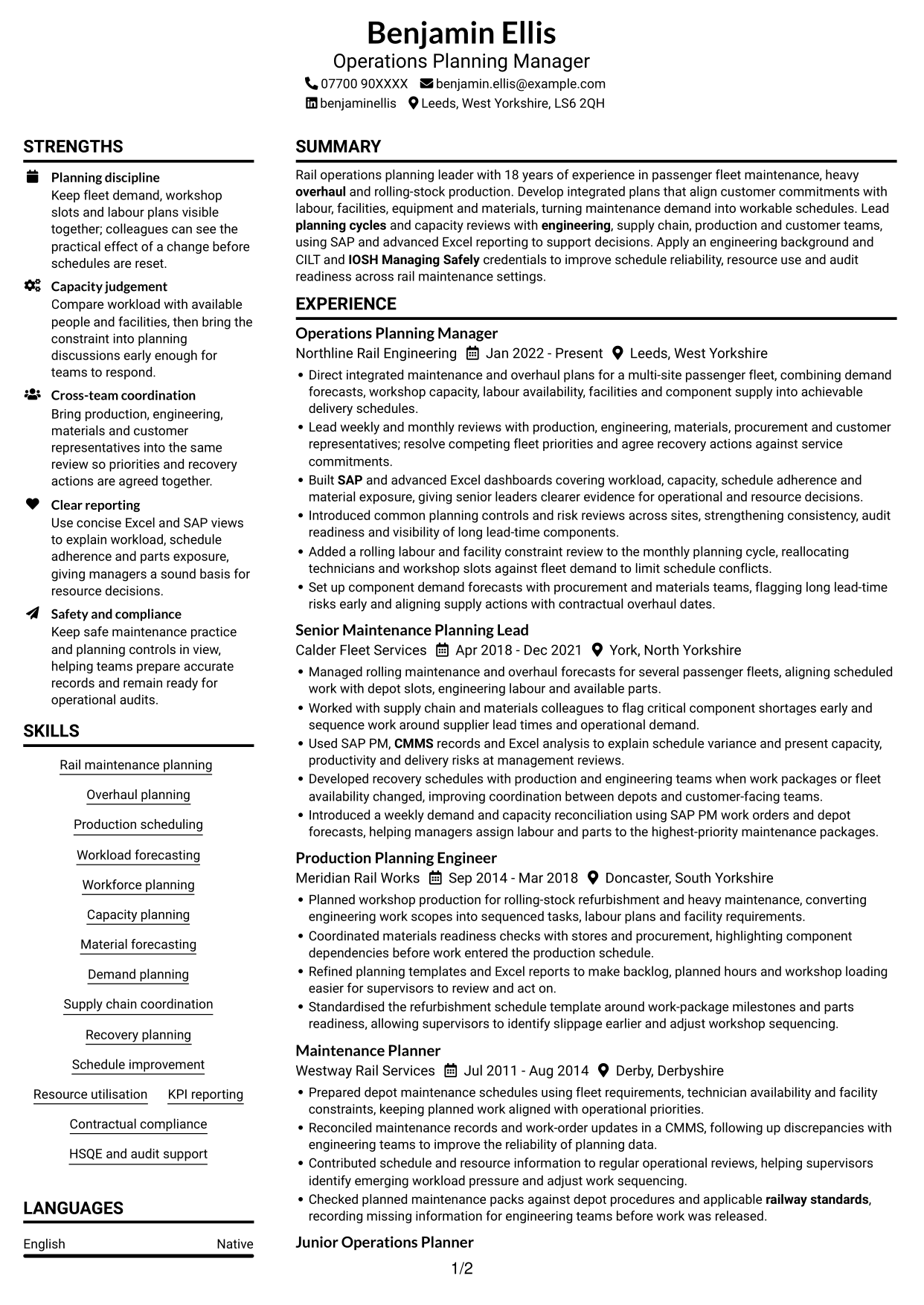 CV example — page 1