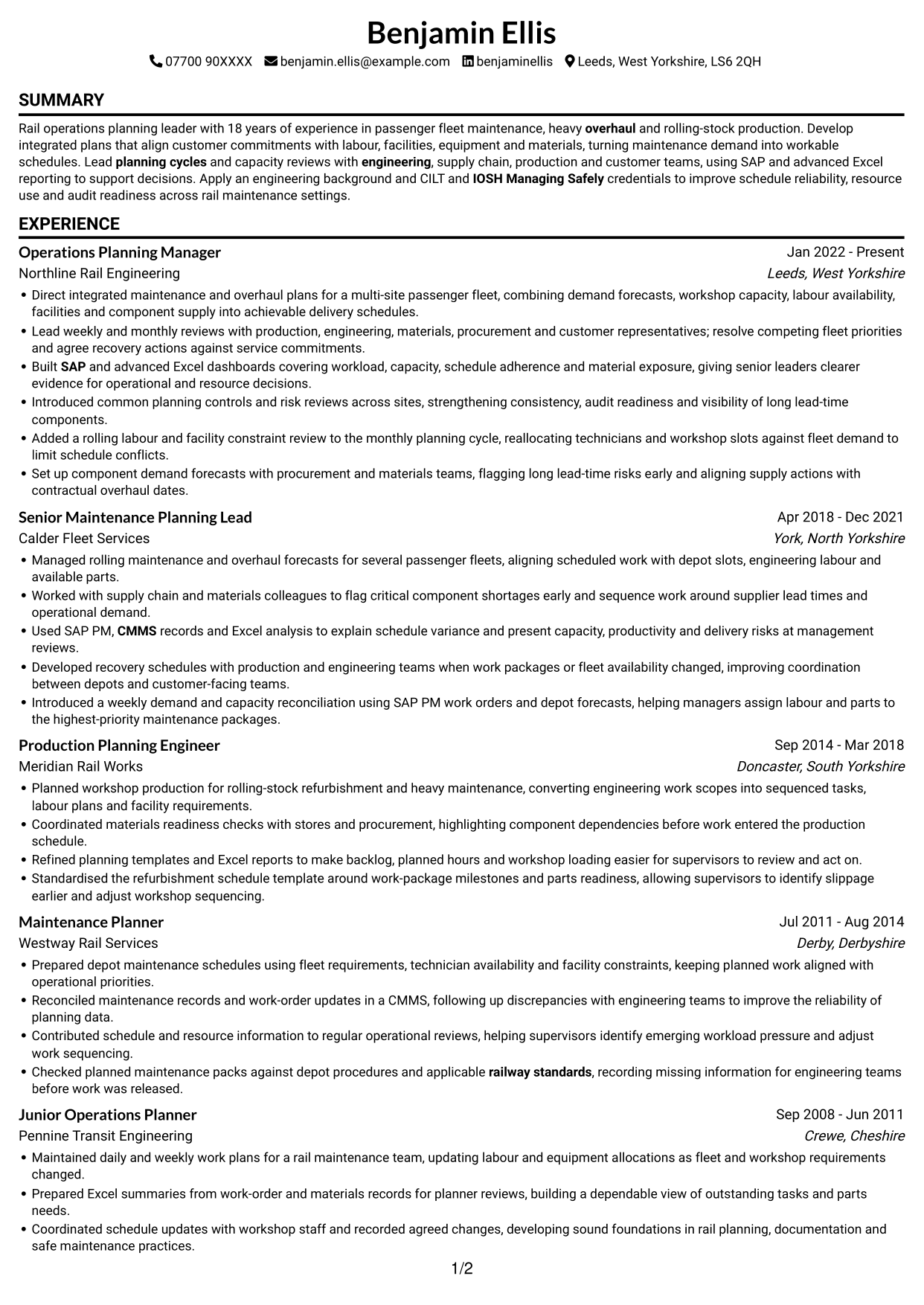 CV example — page 1