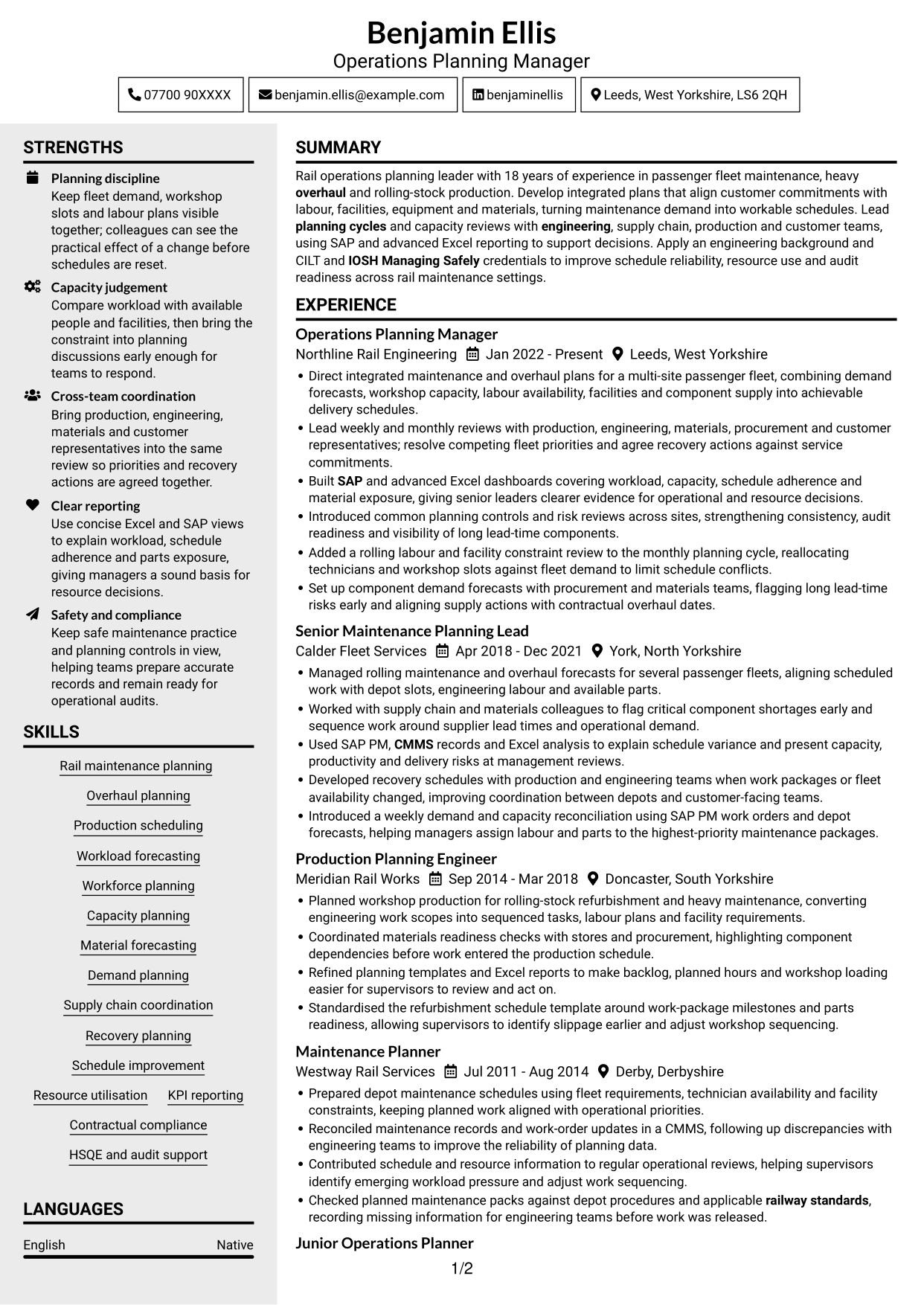 CV example — page 1