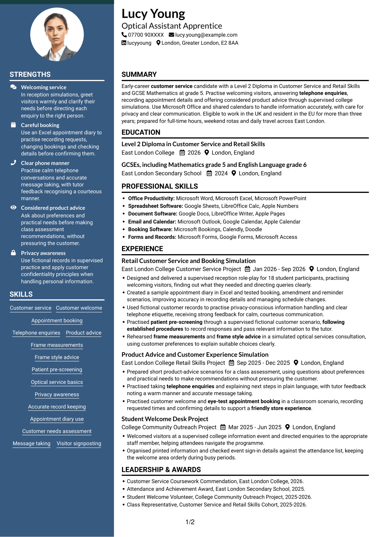 CV example — page 1