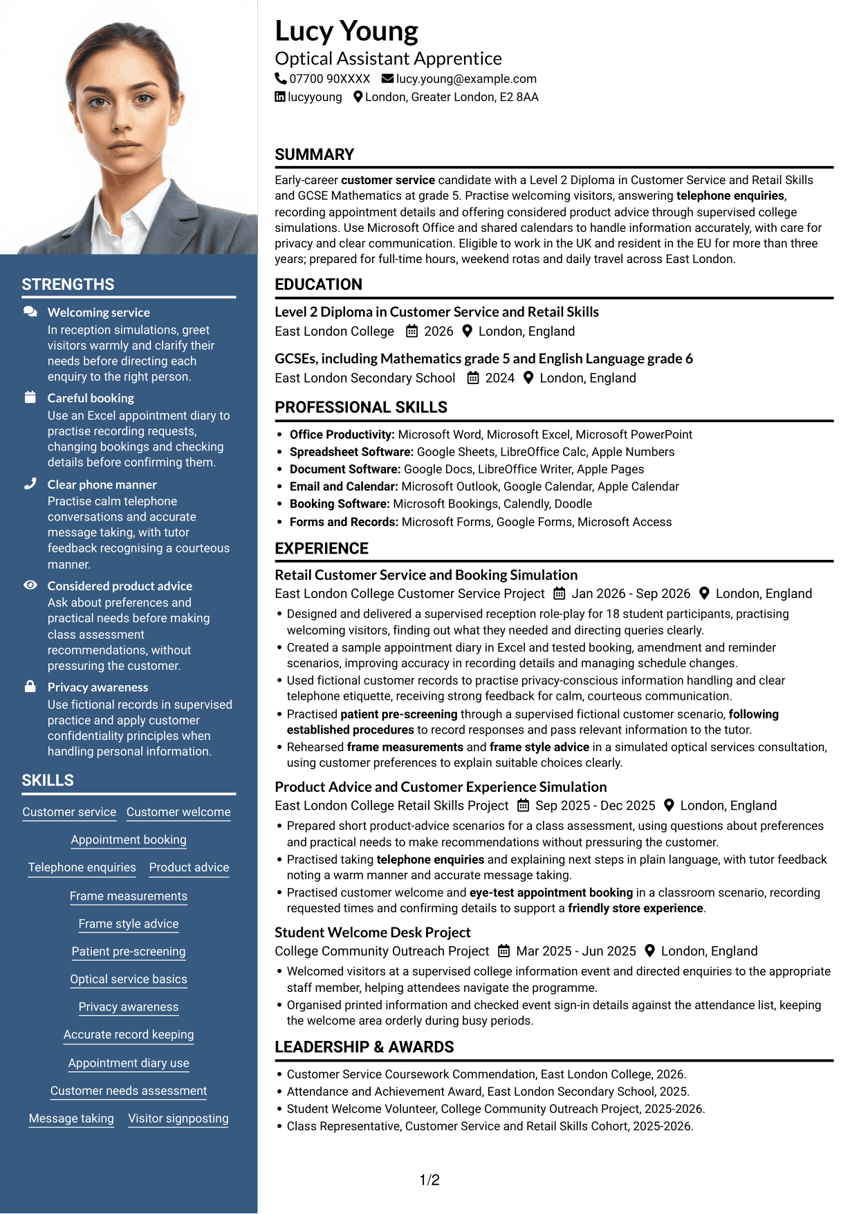 CV example — page 1