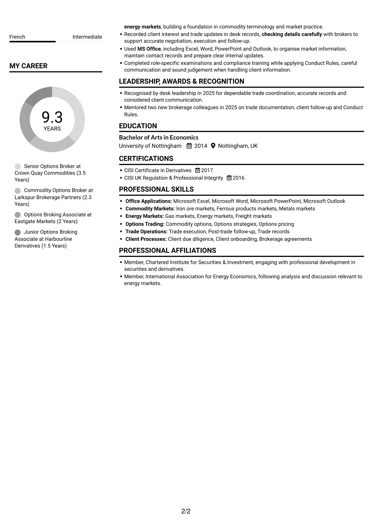CV example — page 2