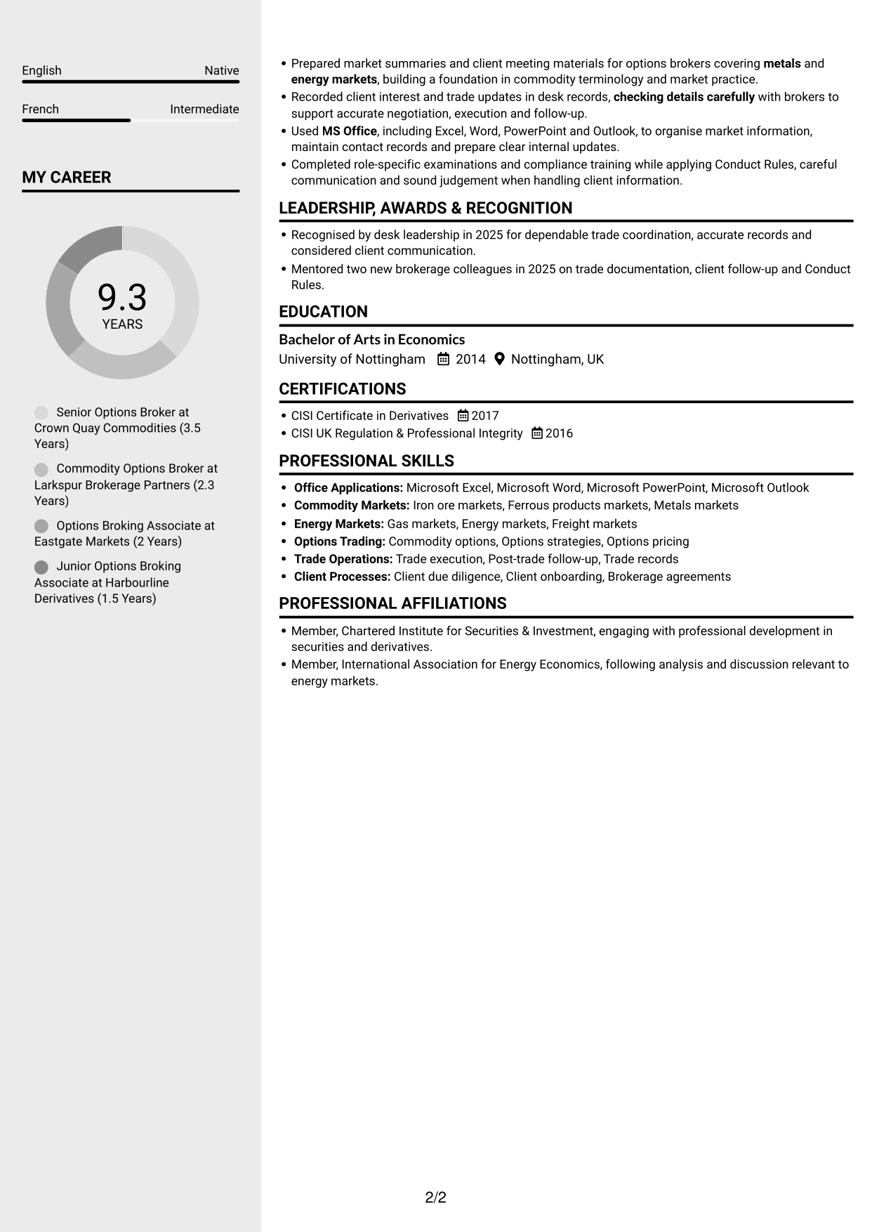 CV example — page 2