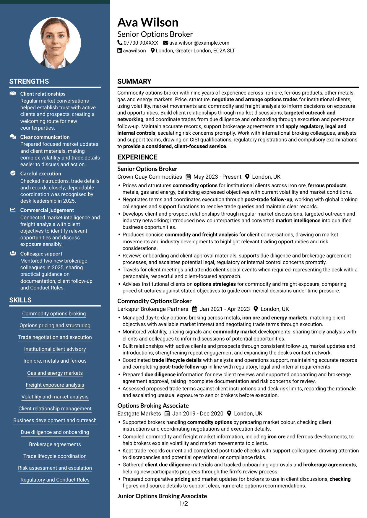CV example — page 1