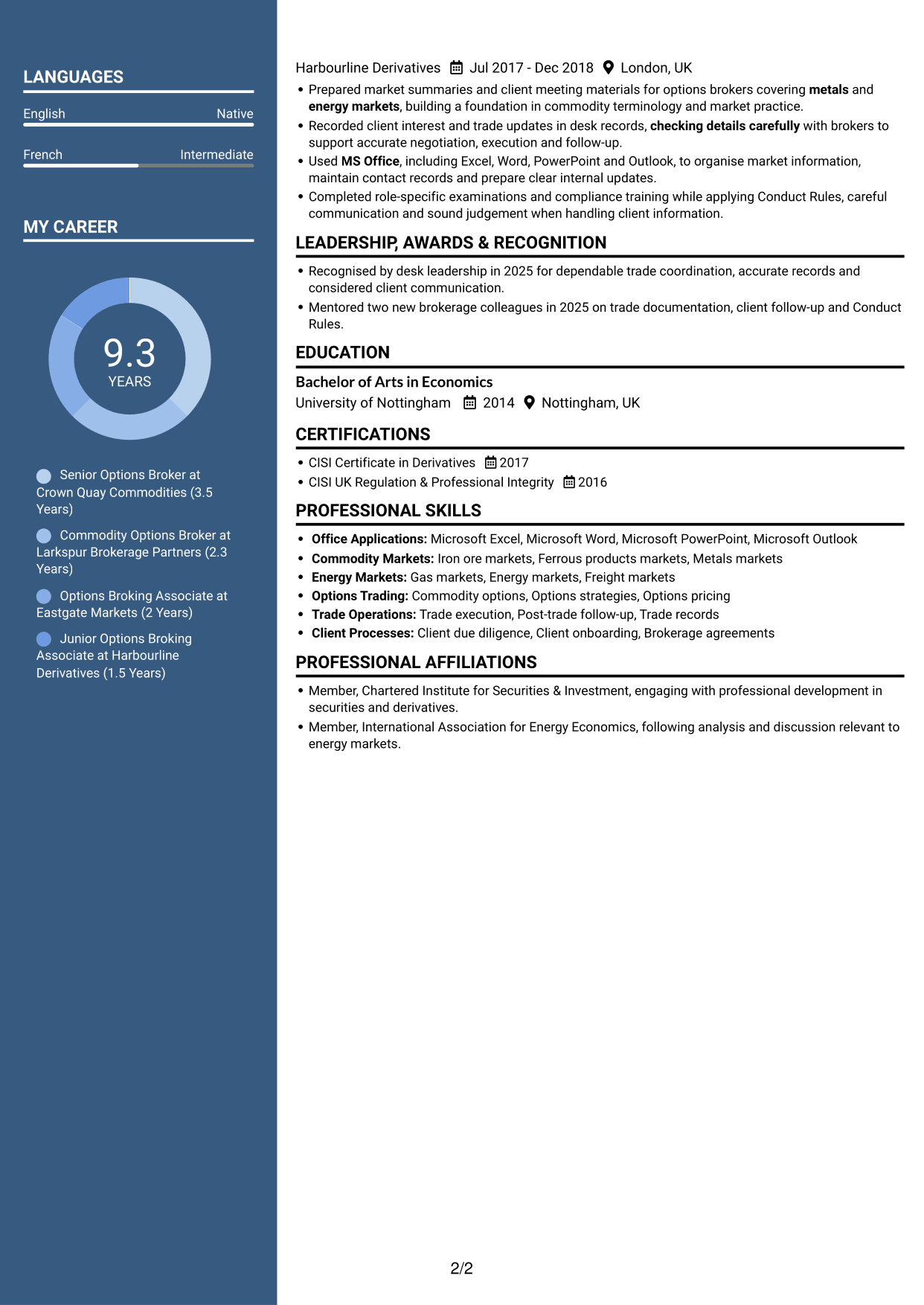 CV example — page 2