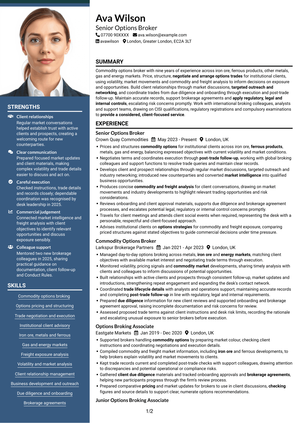 CV example — page 1