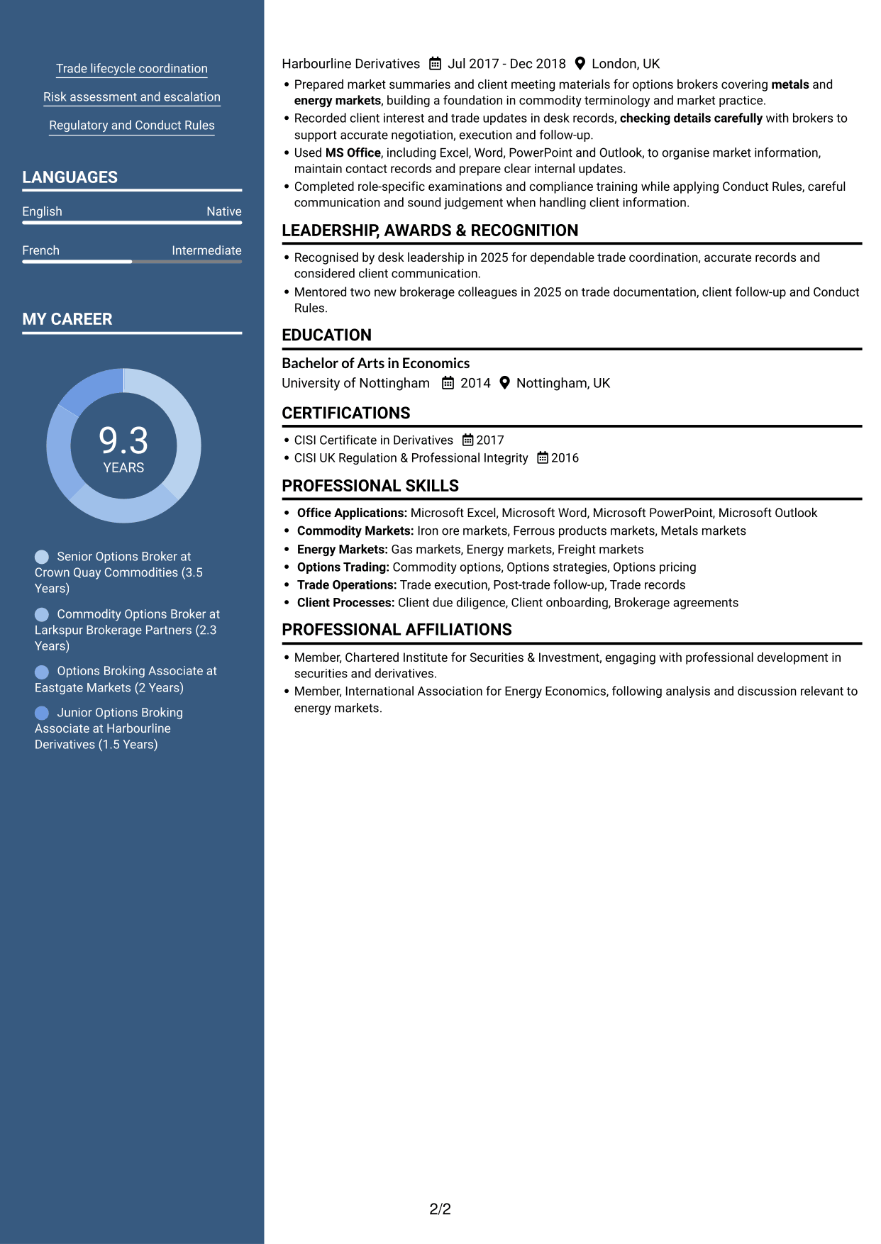 CV example — page 2
