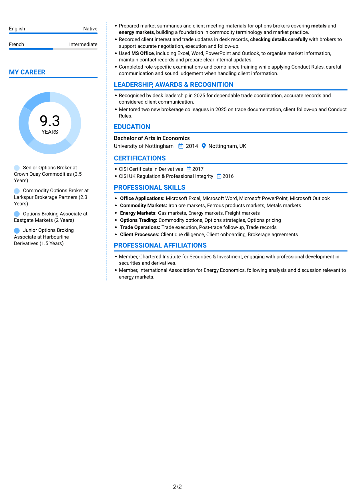 CV example — page 2