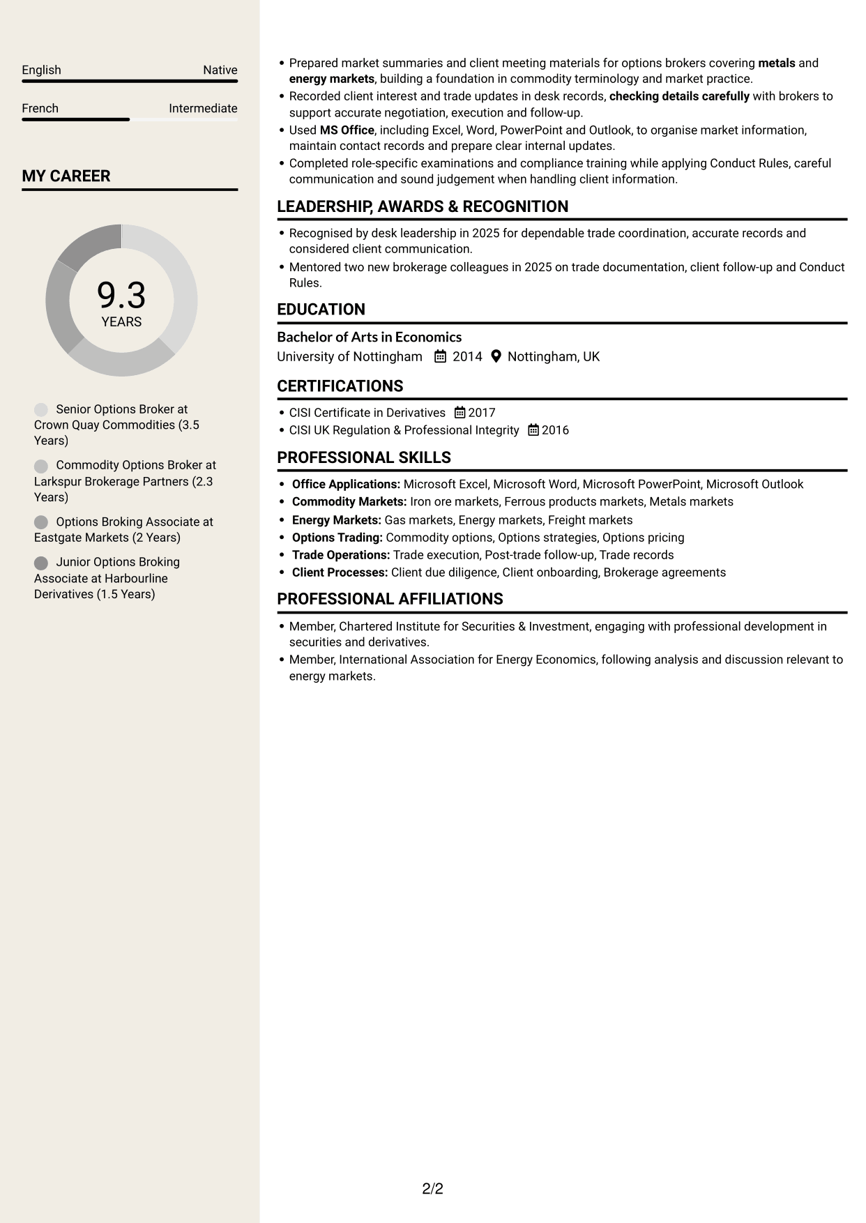 CV example — page 2