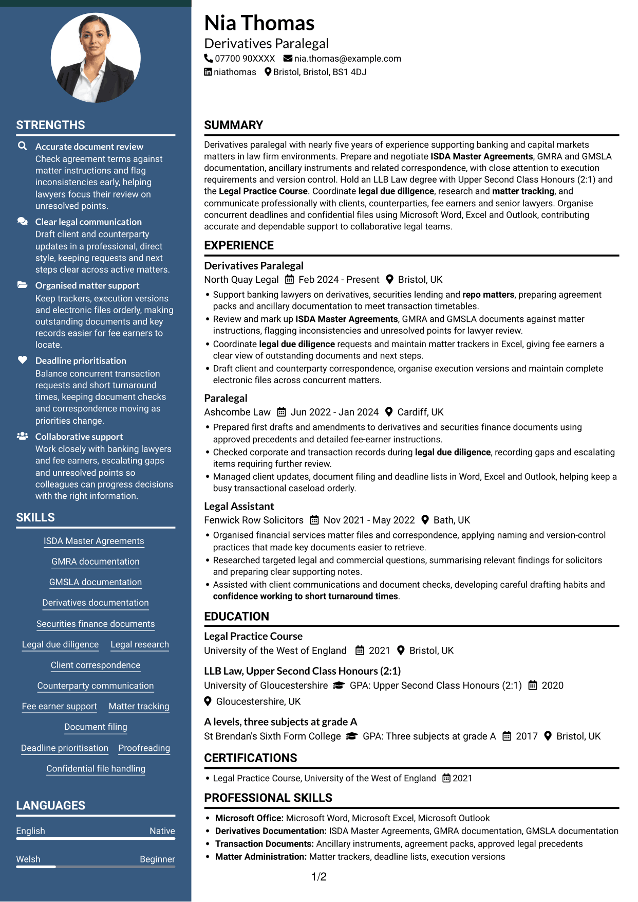 CV example — page 1