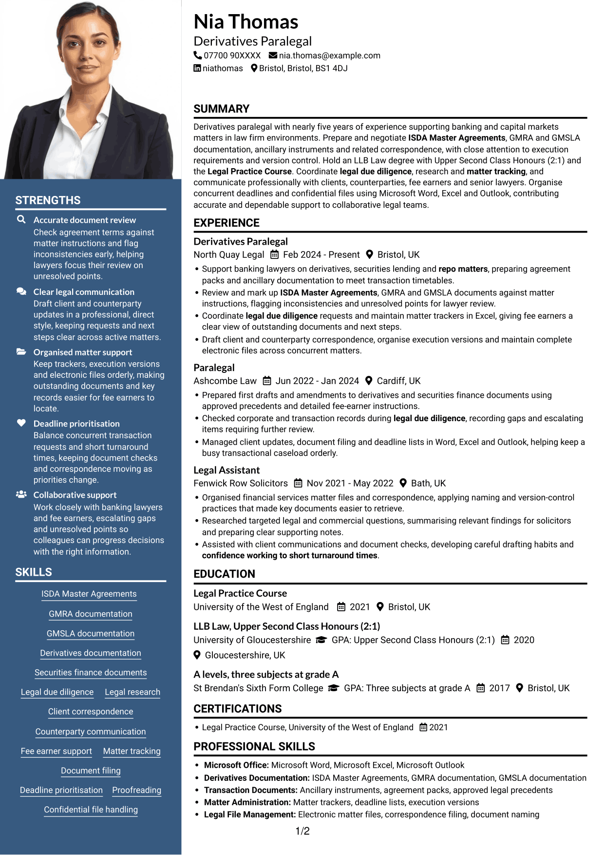 CV example — page 1