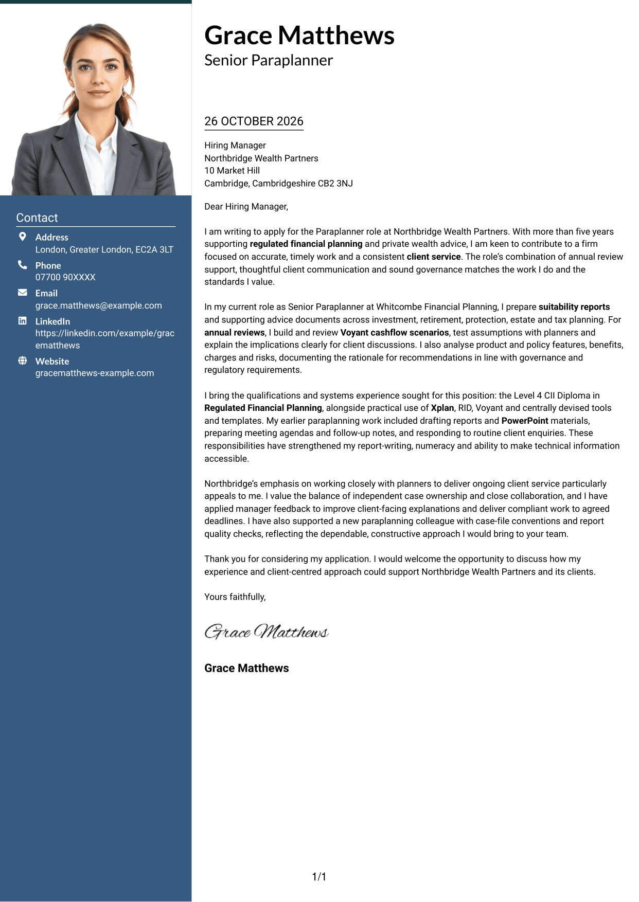 Cover letter example — page 1