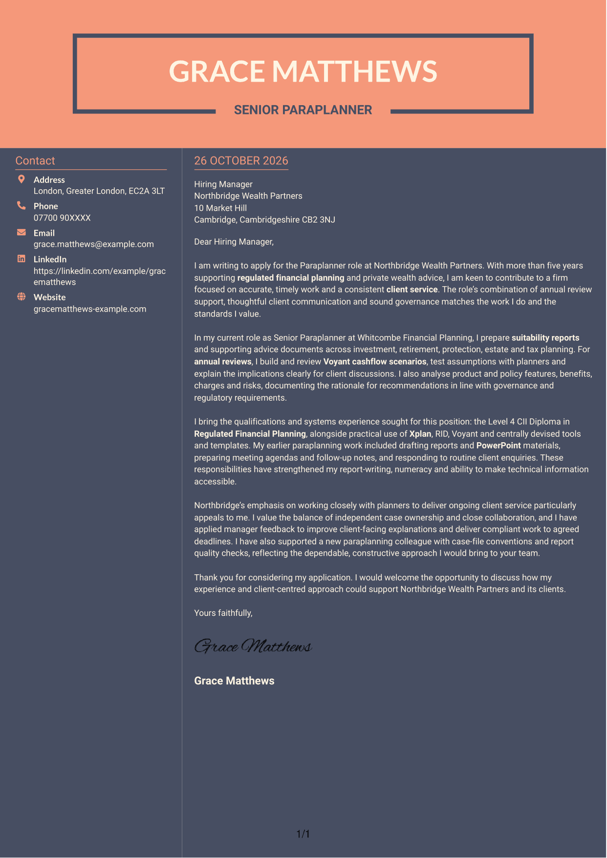 Cover letter example — page 1