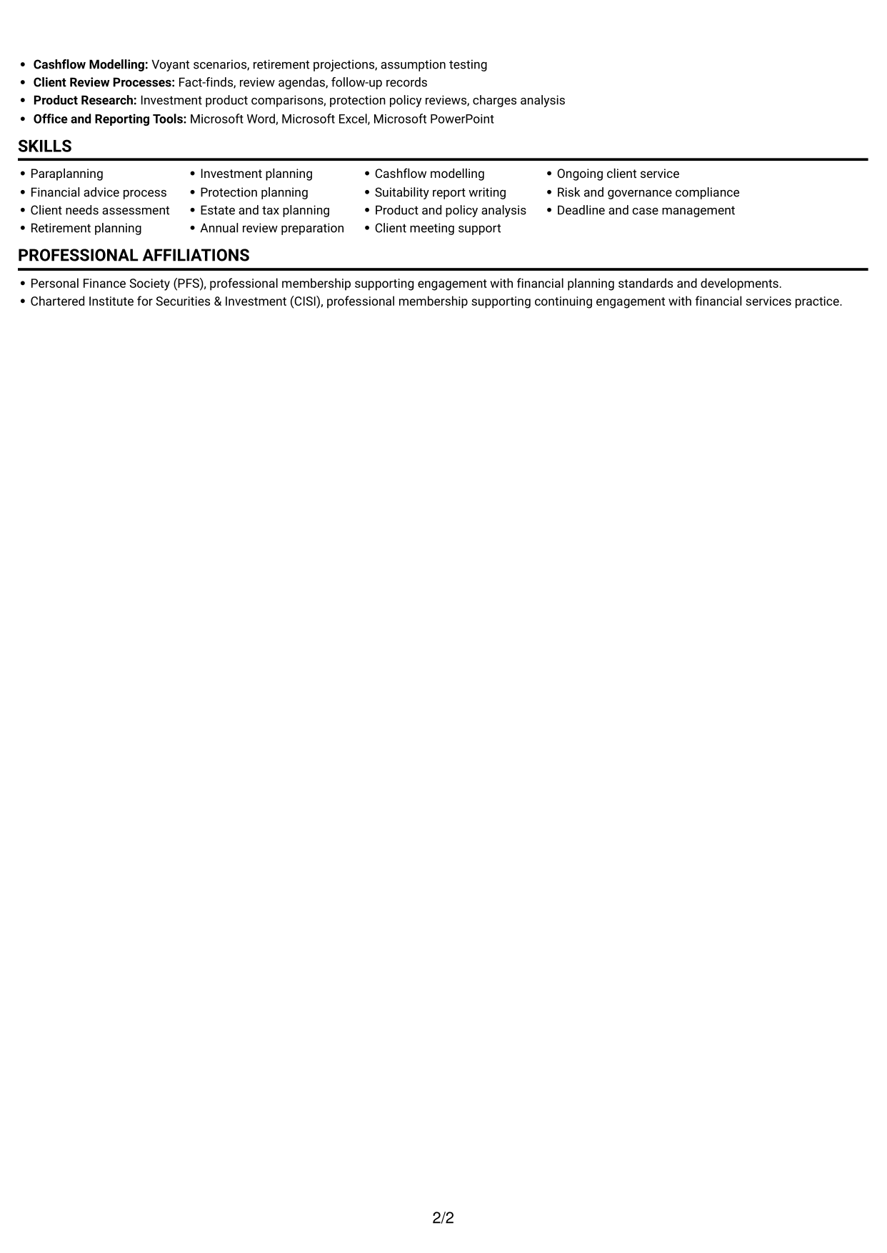 CV example — page 2
