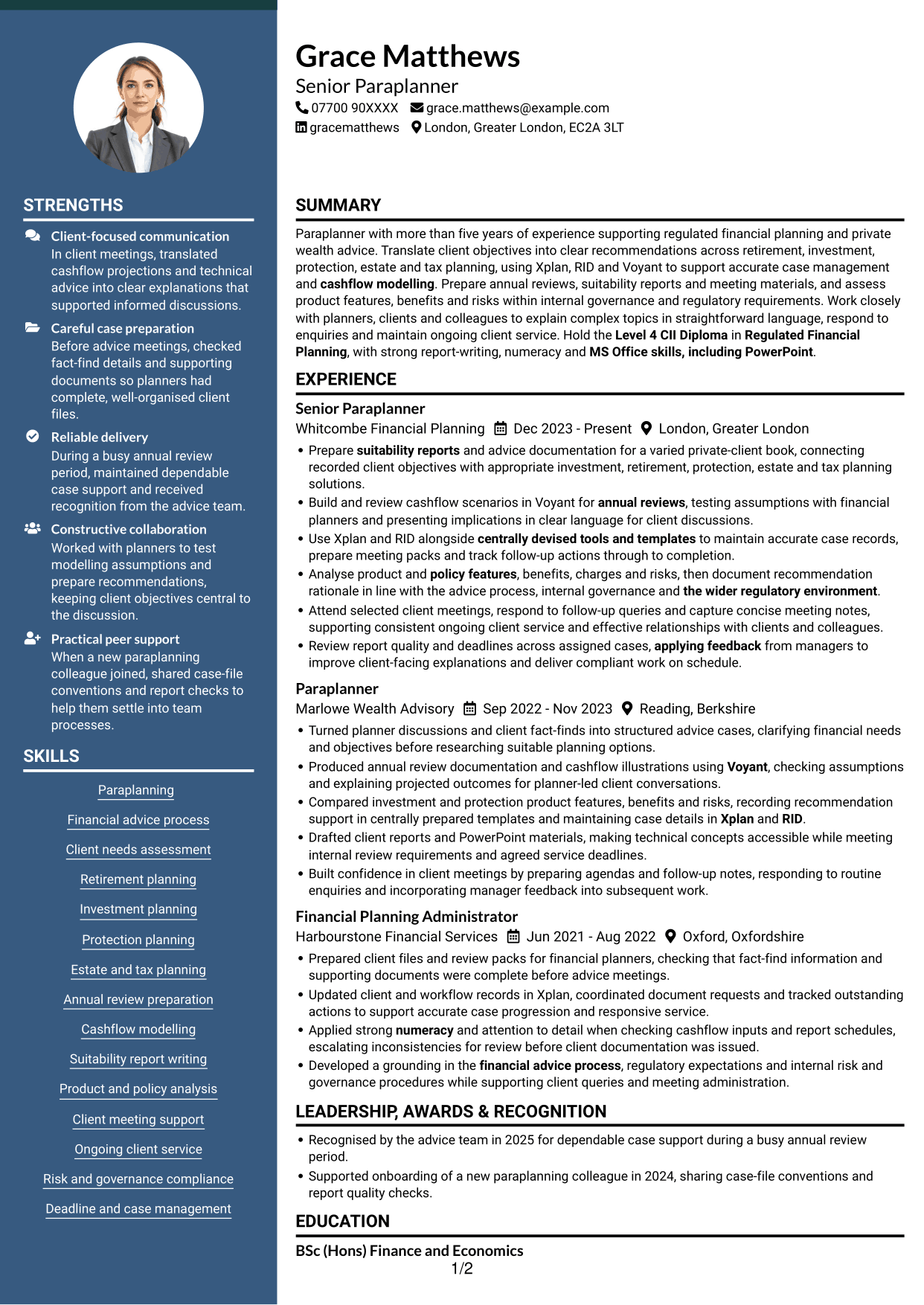 CV example — page 1