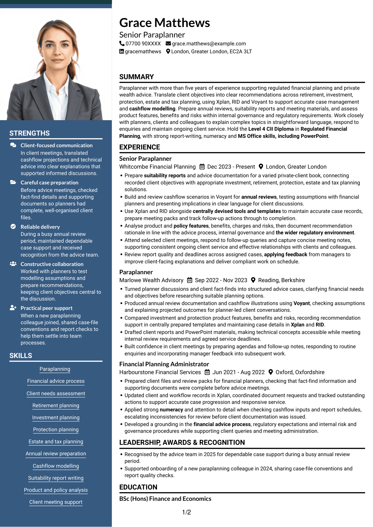 CV example — page 1