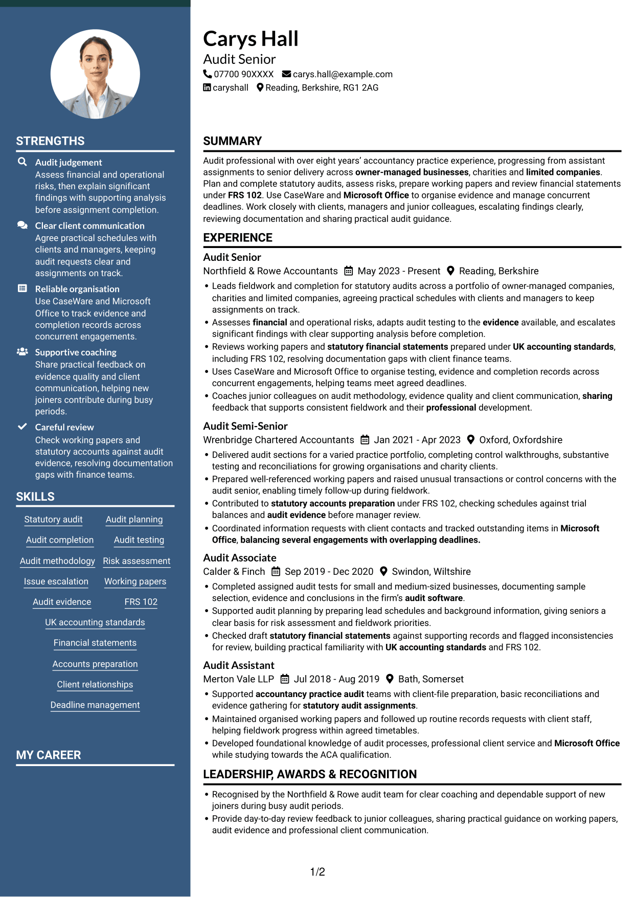 CV example — page 1