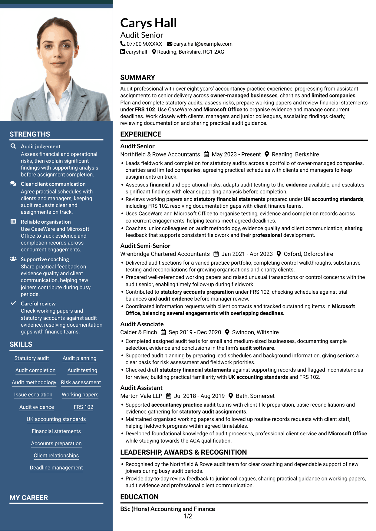 CV example — page 1