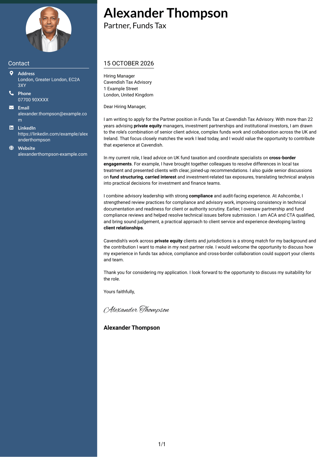 Cover letter example — page 1