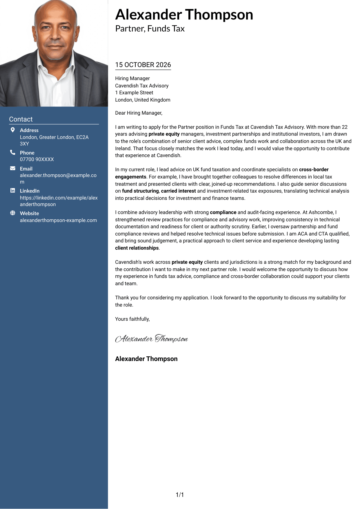 Cover letter example — page 1