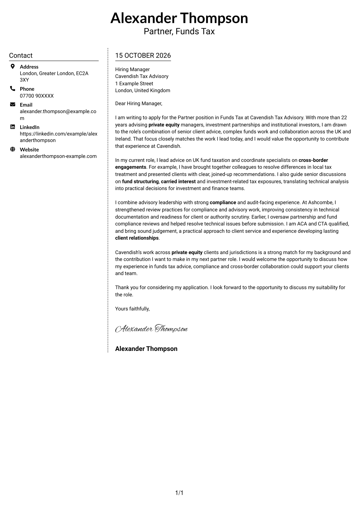Cover letter example — page 1