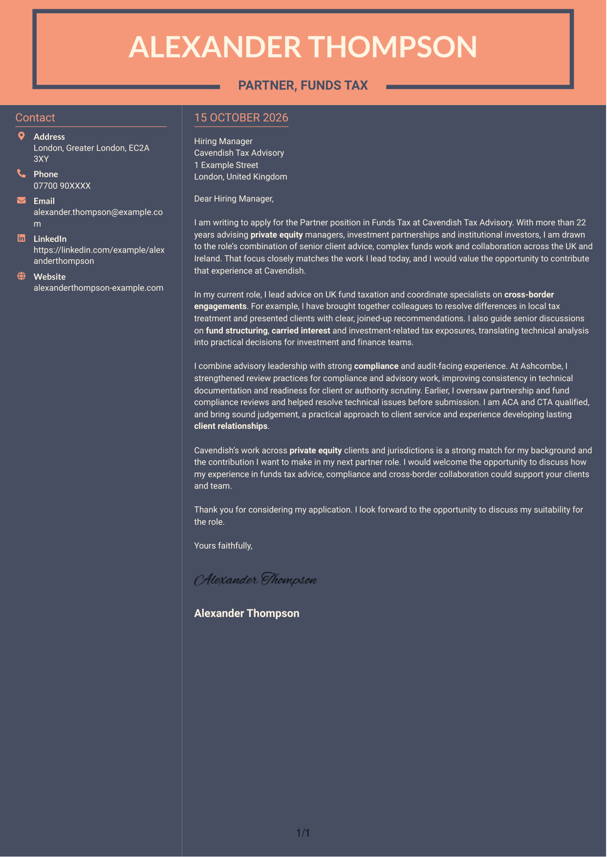 Cover letter example — page 1