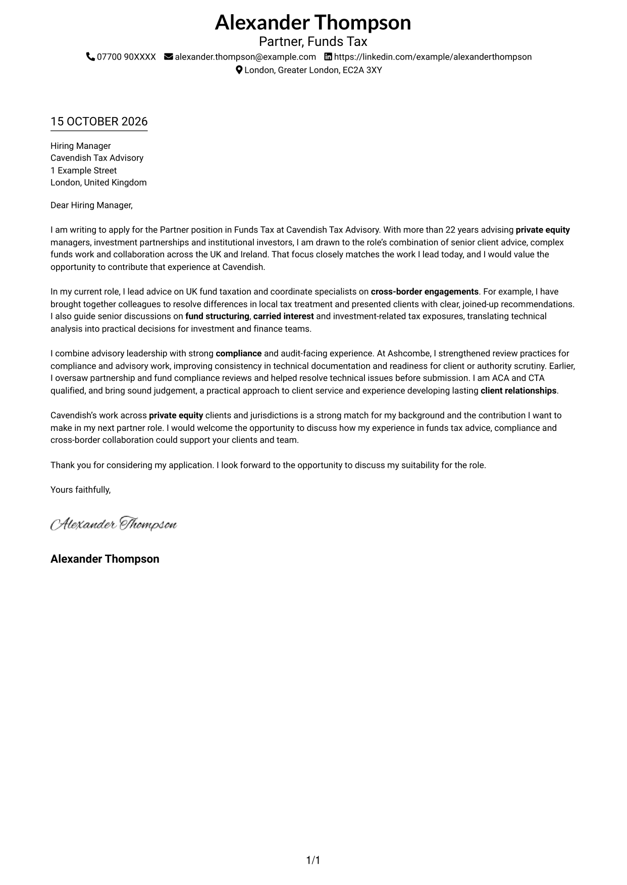 Cover letter example — page 1