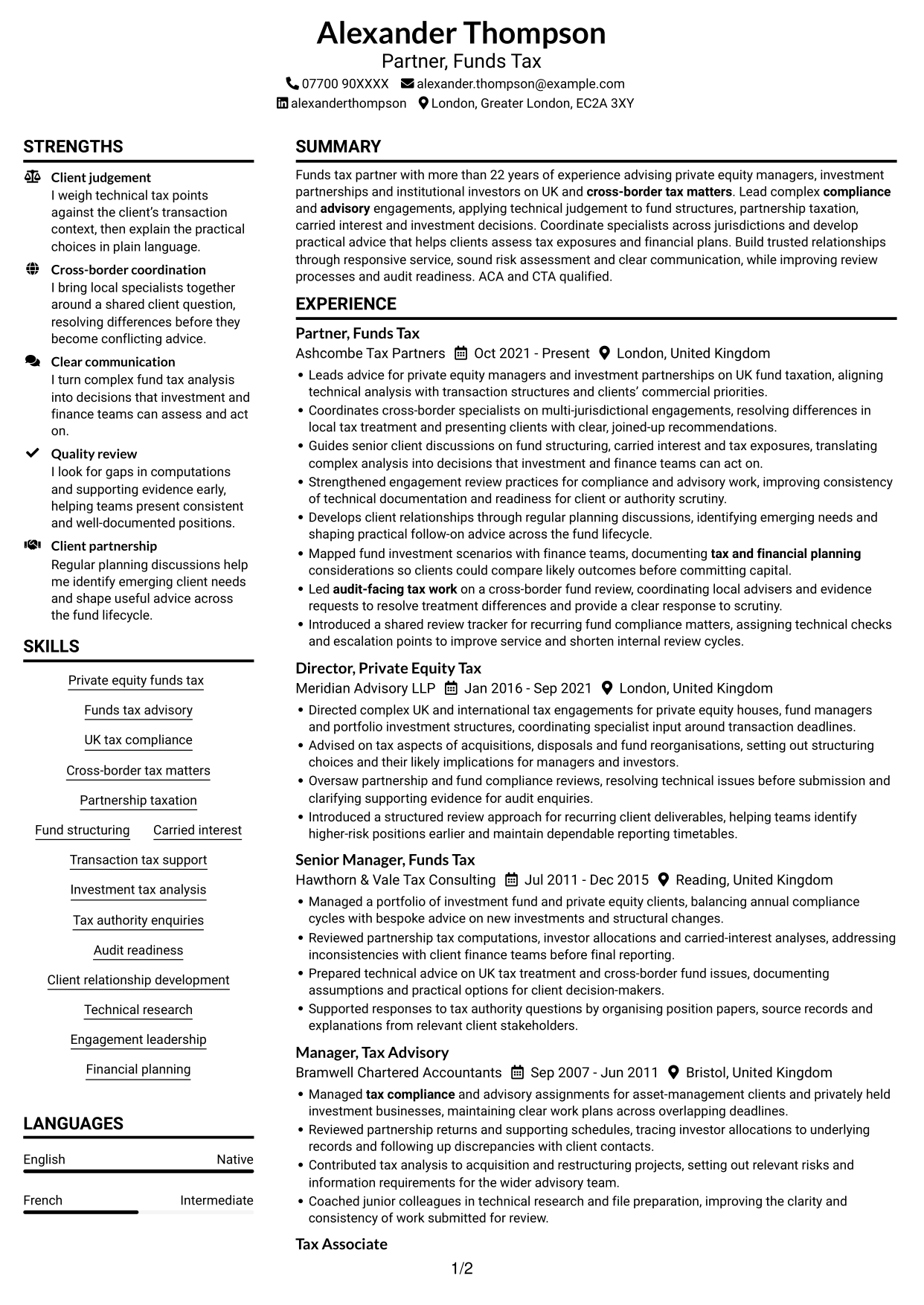 CV example — page 1