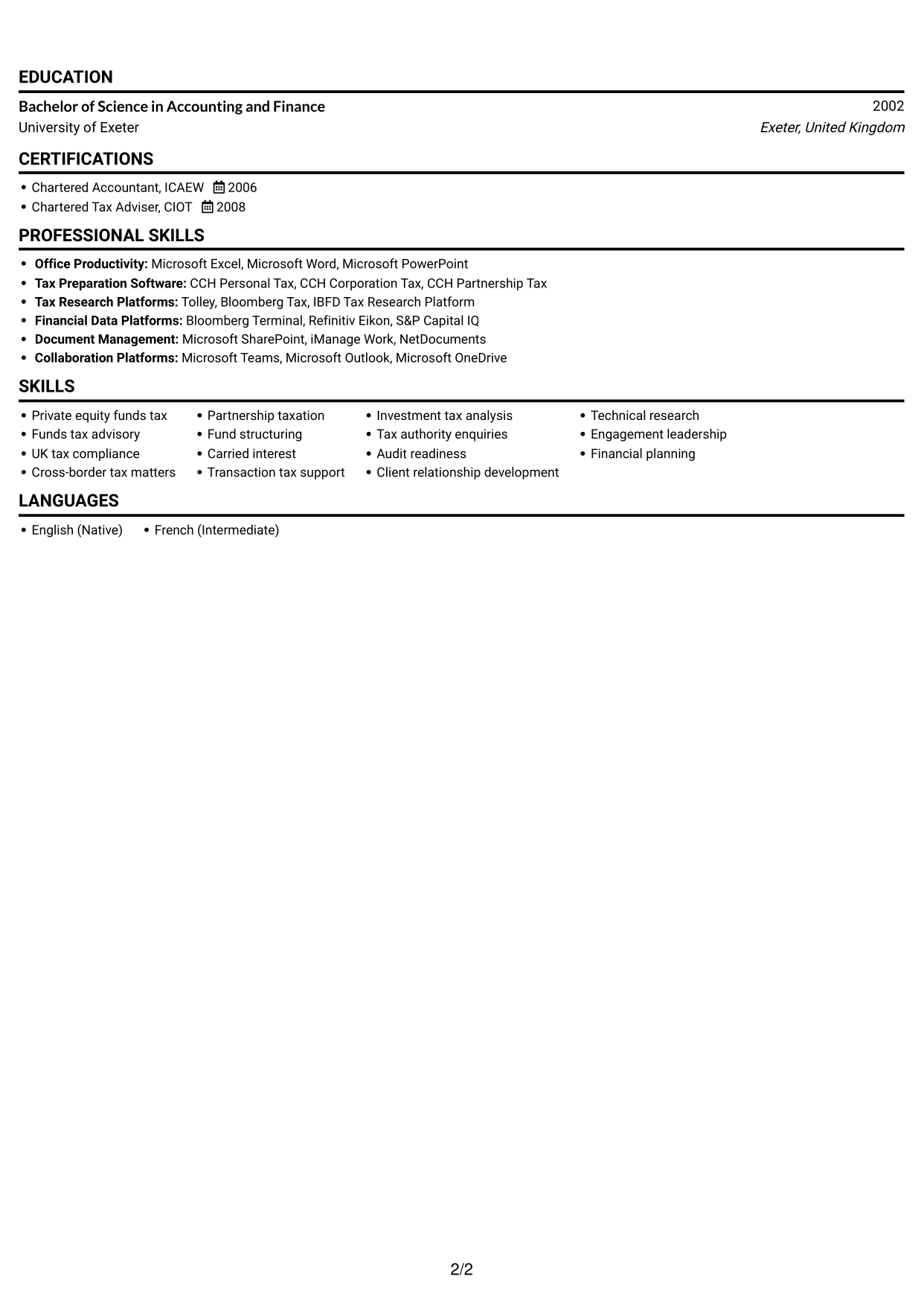 CV example — page 2