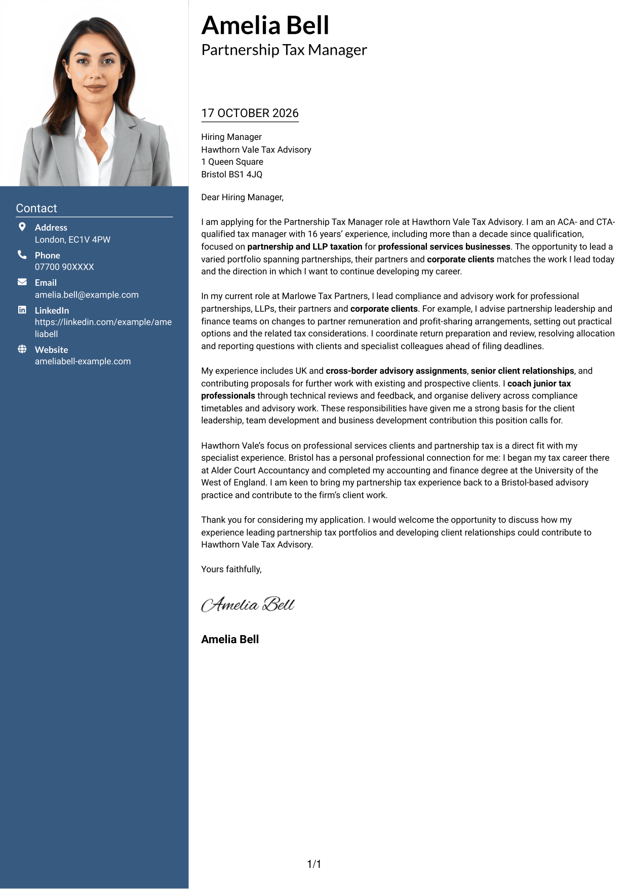 Cover letter example — page 1