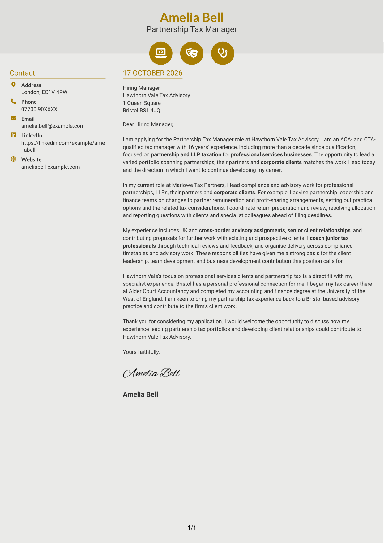 Cover letter example — page 1