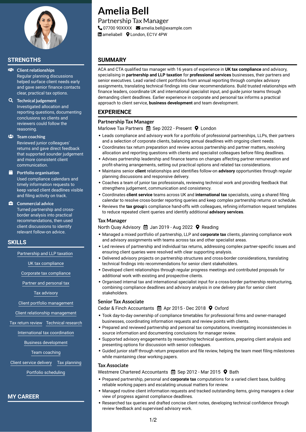 CV example — page 1