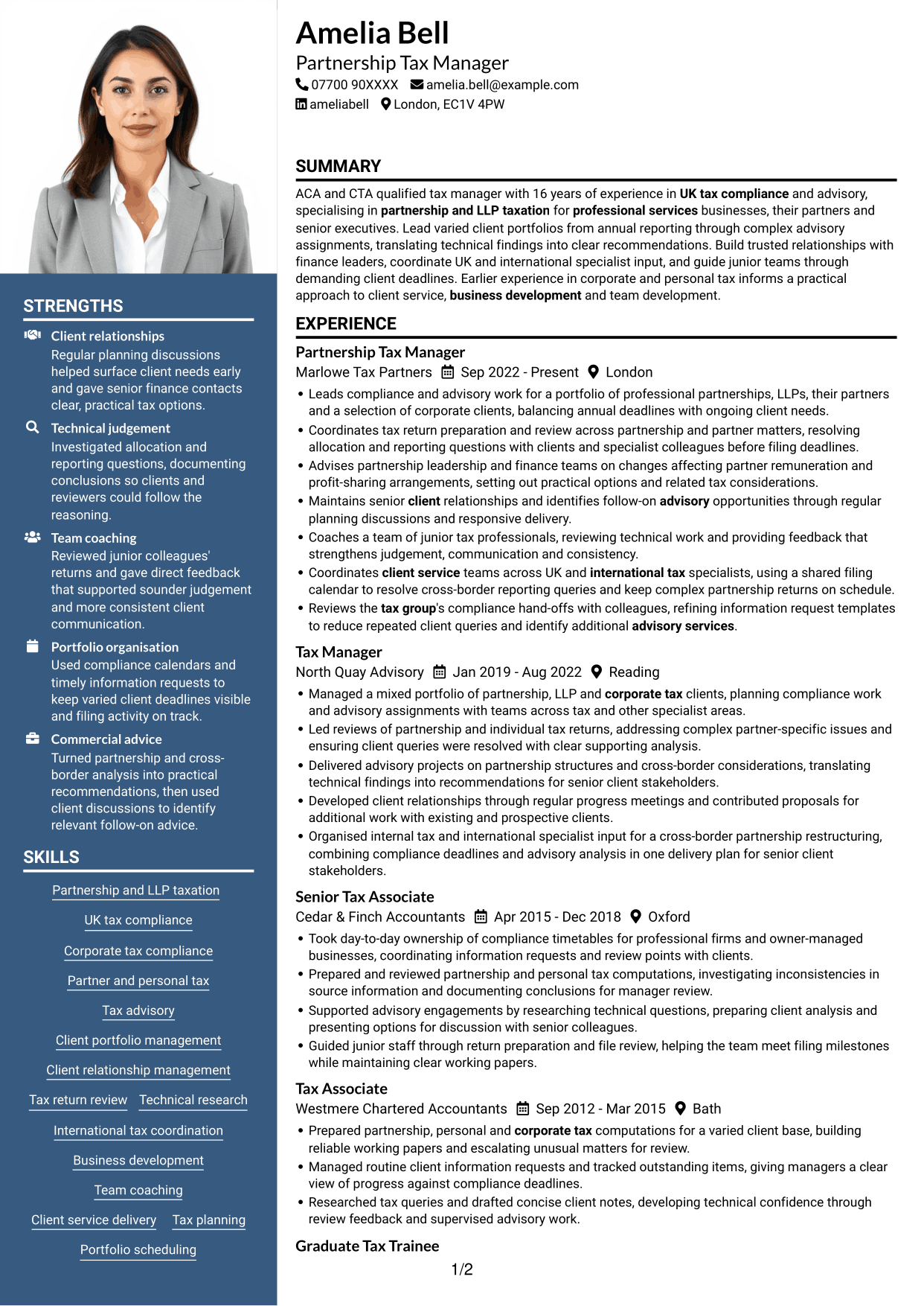CV example — page 1