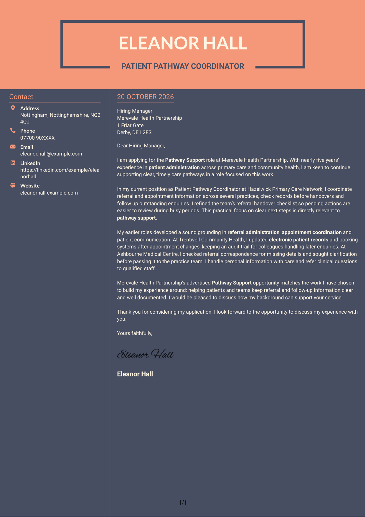 Cover letter example — page 1