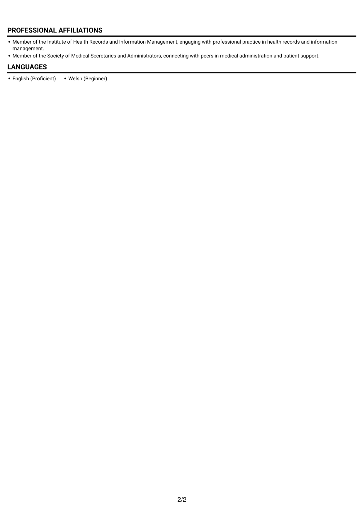 CV example — page 2