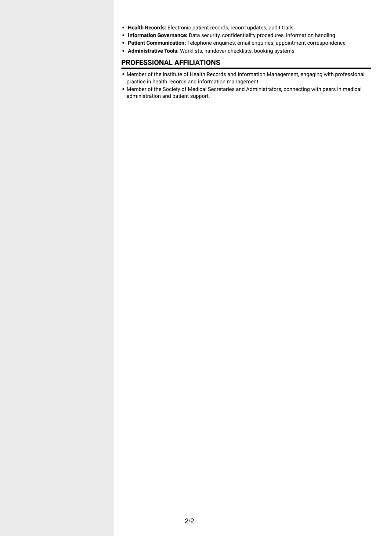 CV example — page 2