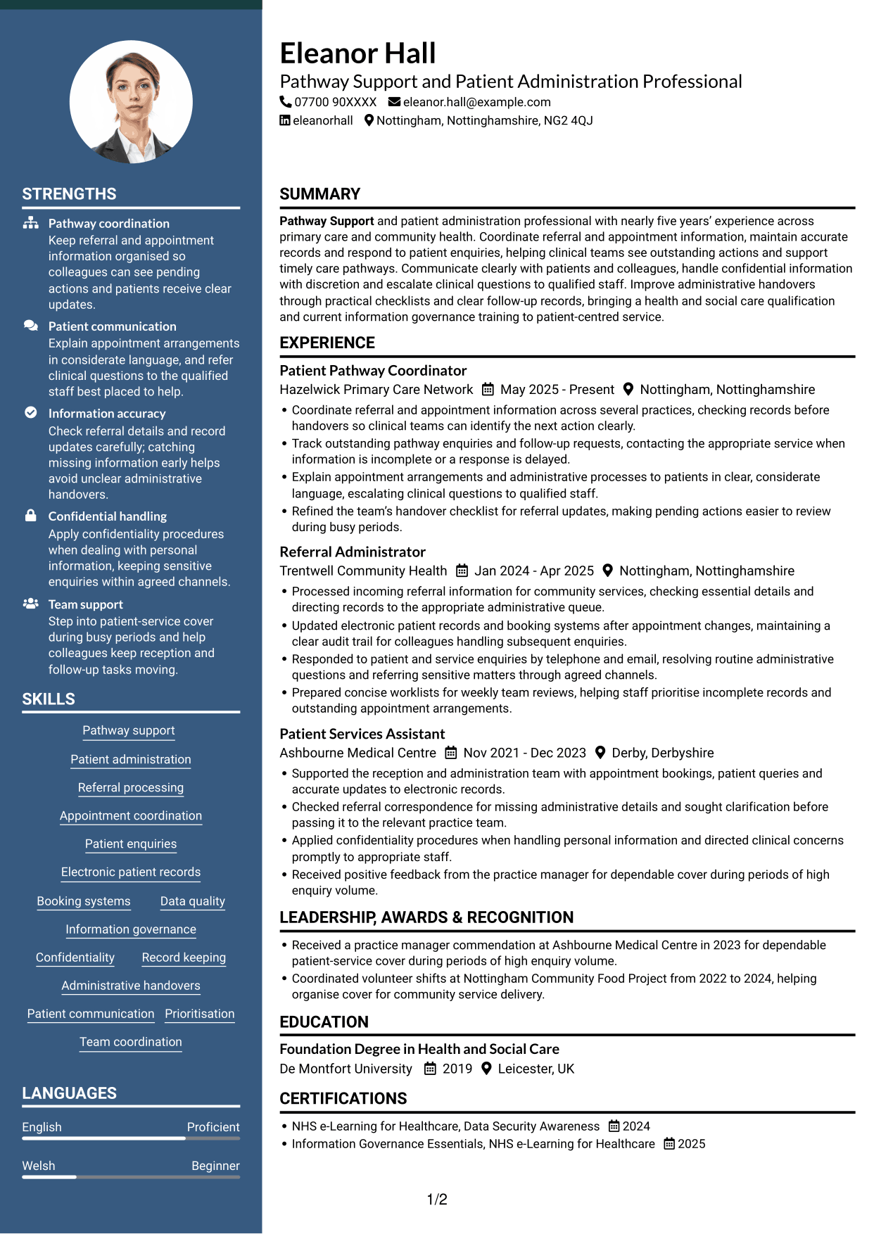 CV example — page 1