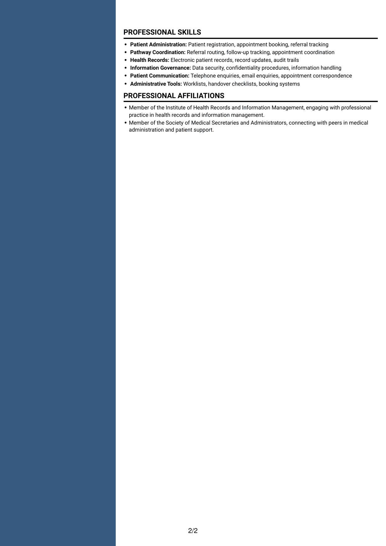 CV example — page 2