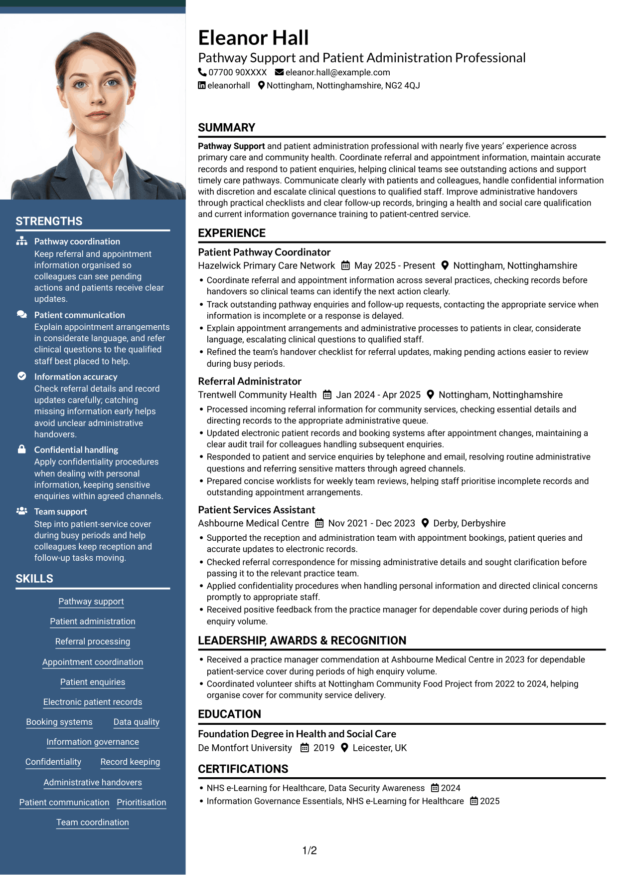 CV example — page 1