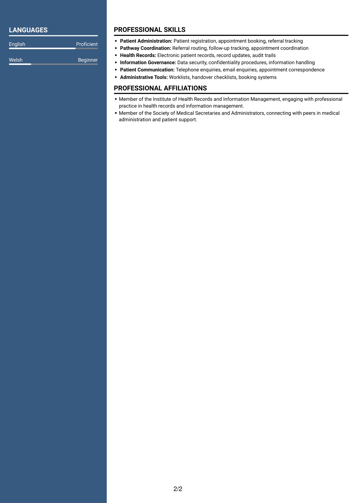 CV example — page 2