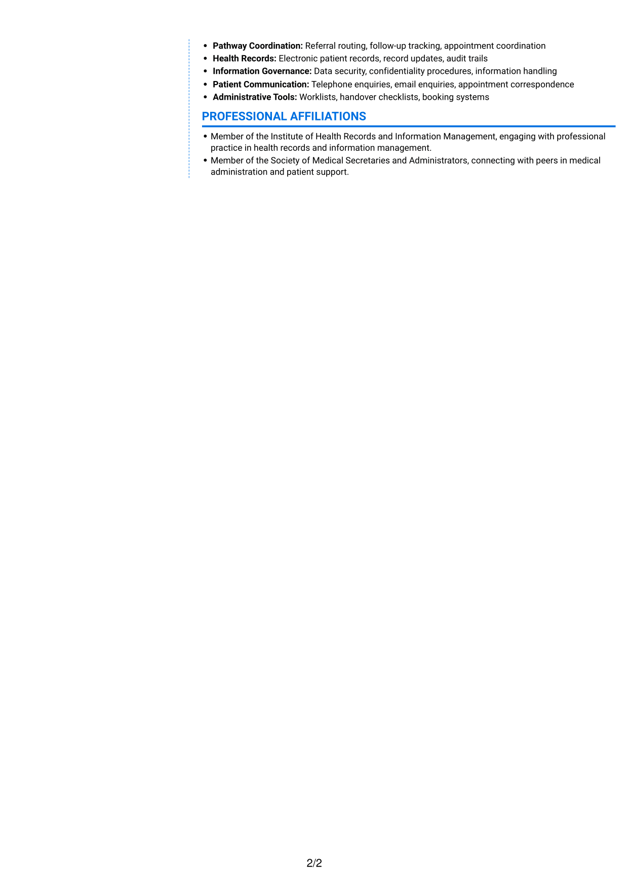CV example — page 2