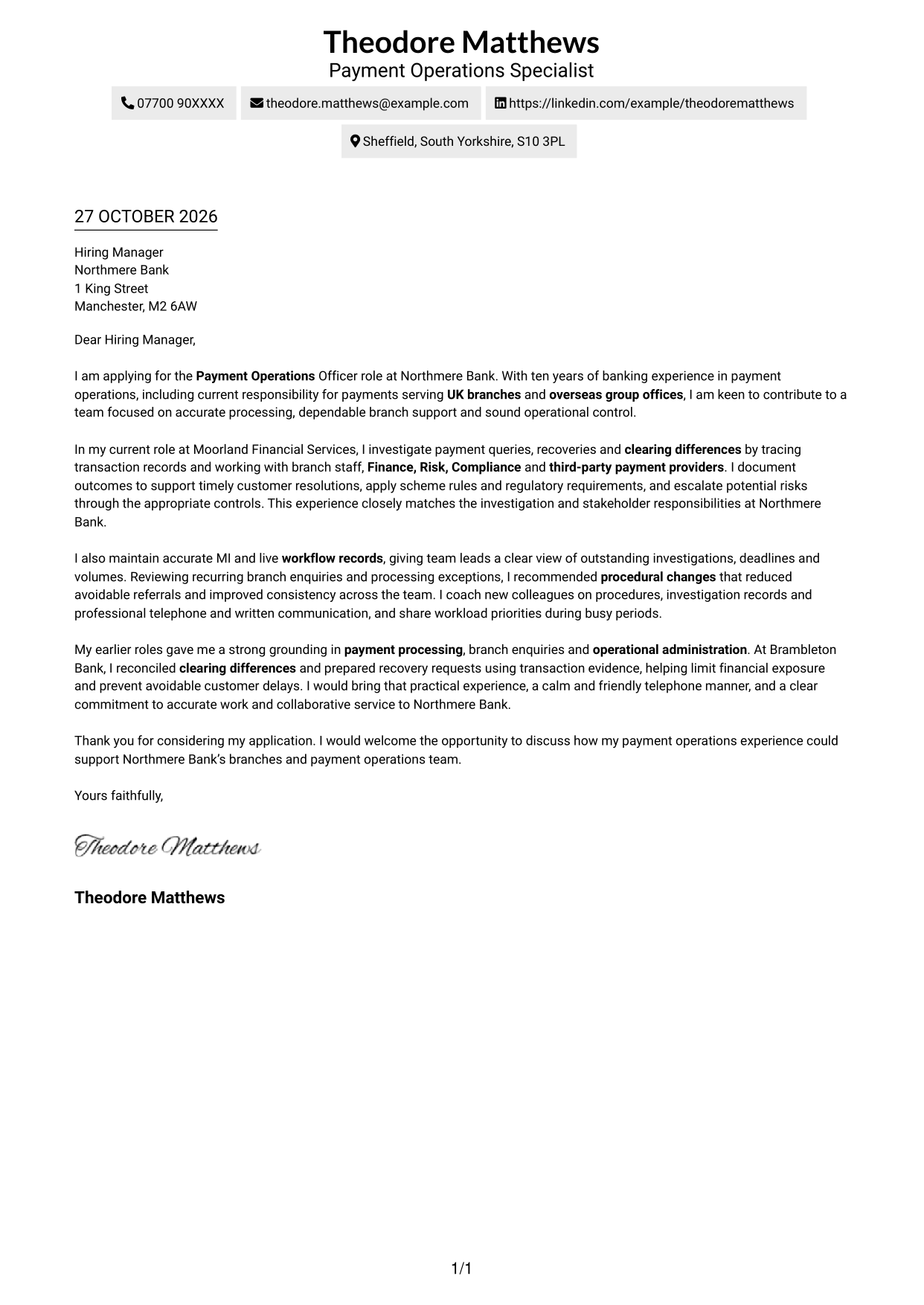 Cover letter example — page 1