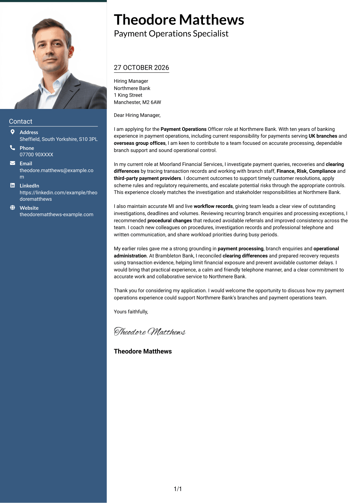 Cover letter example — page 1